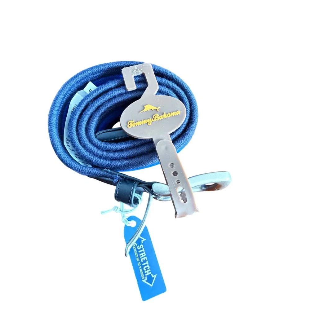 Tommy Bahama Belt Mens Small Blue New Braided Stretch Leather Trim 11TO030002